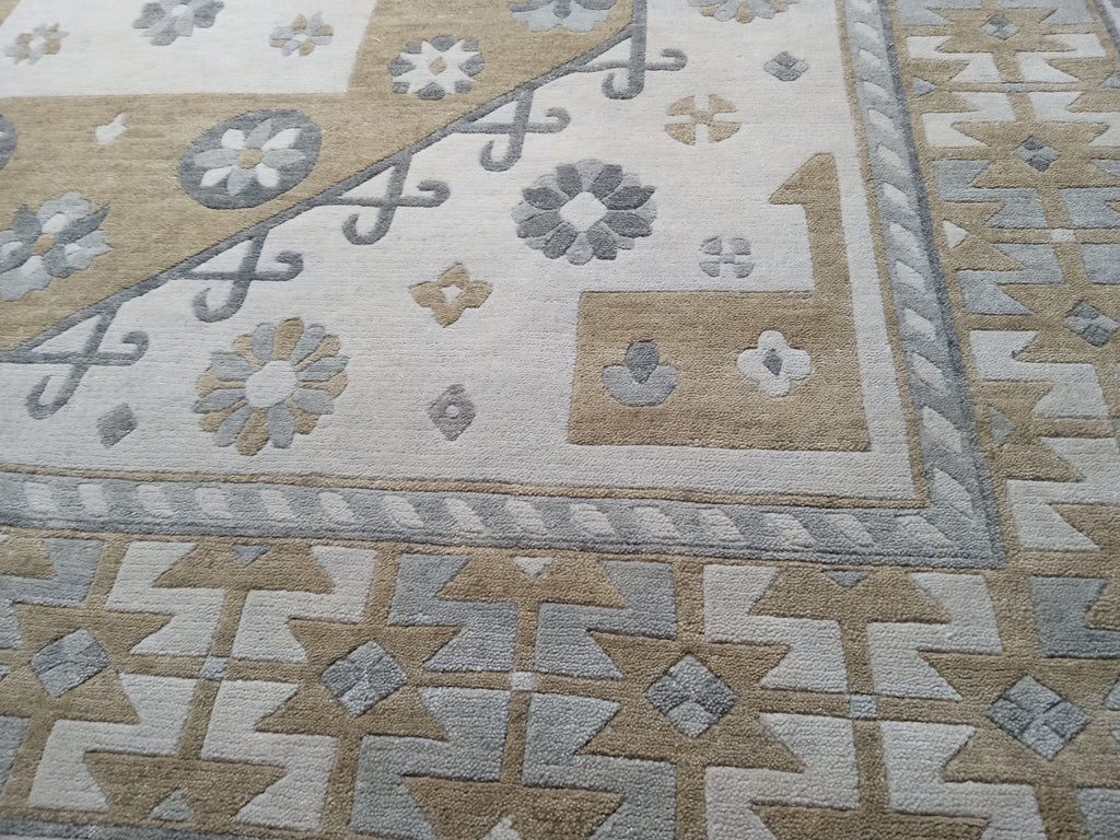 6.3 x 9.5 New Serapi Rug Handmade Wool India NEUTRAL COLORS #R-52