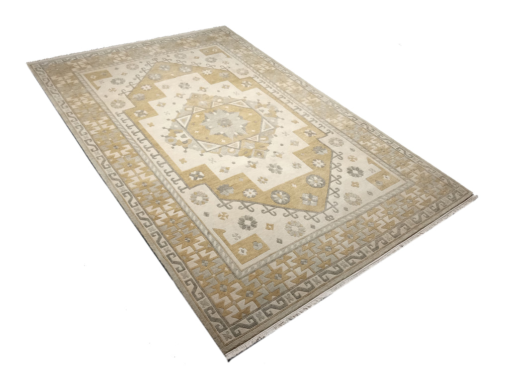 6.3 x 9.5 New Serapi Rug Handmade Wool India NEUTRAL COLORS #R-52