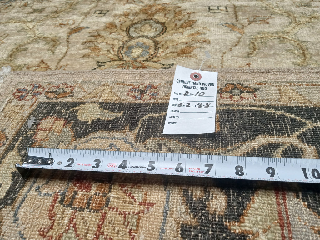 6' x 9' NEW QUALITY HANDMAD JAIPOUR RUG  IVORY BLACK #D-10