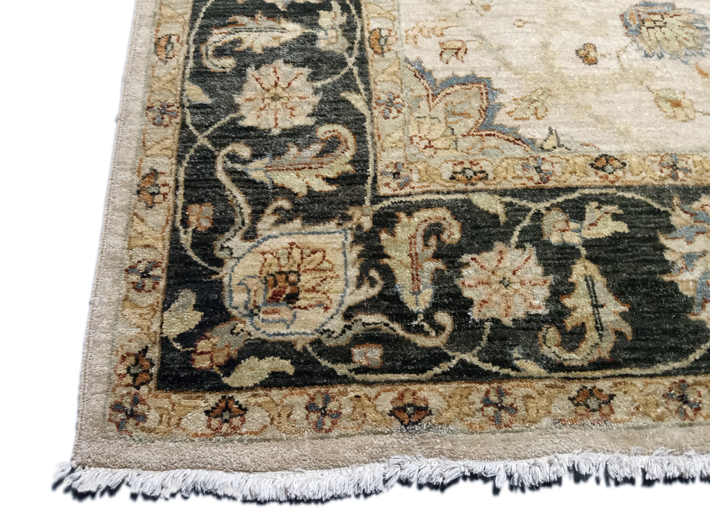 6' x 9' NEW QUALITY HANDMAD JAIPOUR RUG  IVORY BLACK #D-10