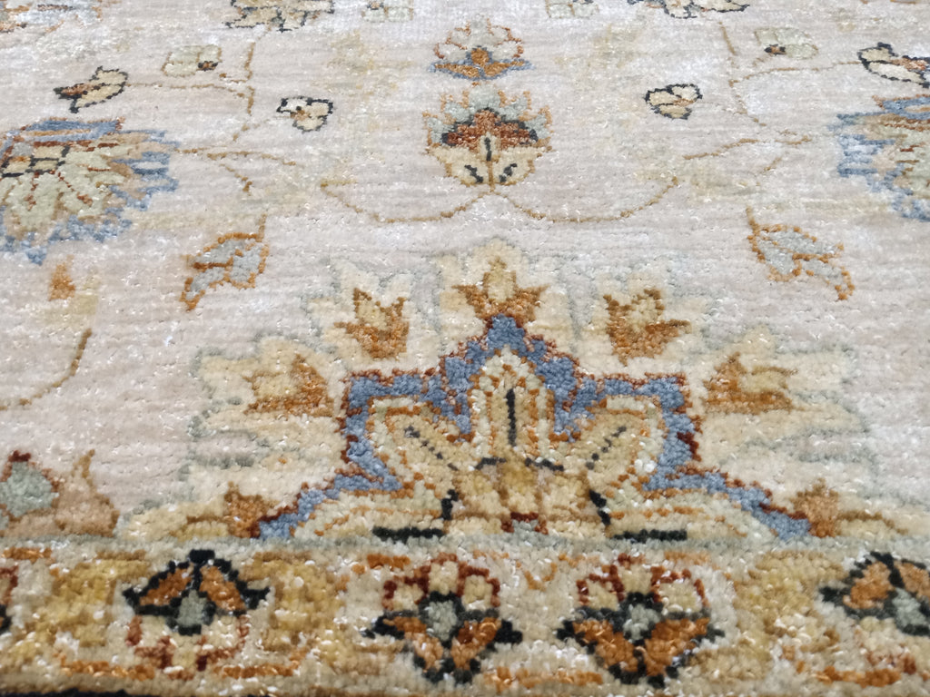 6' x 9' NEW QUALITY HANDMAD JAIPOUR RUG  IVORY BLACK #D-10