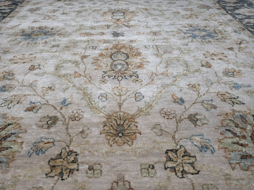 6' x 9' NEW QUALITY HANDMAD JAIPOUR RUG  IVORY BLACK #D-10