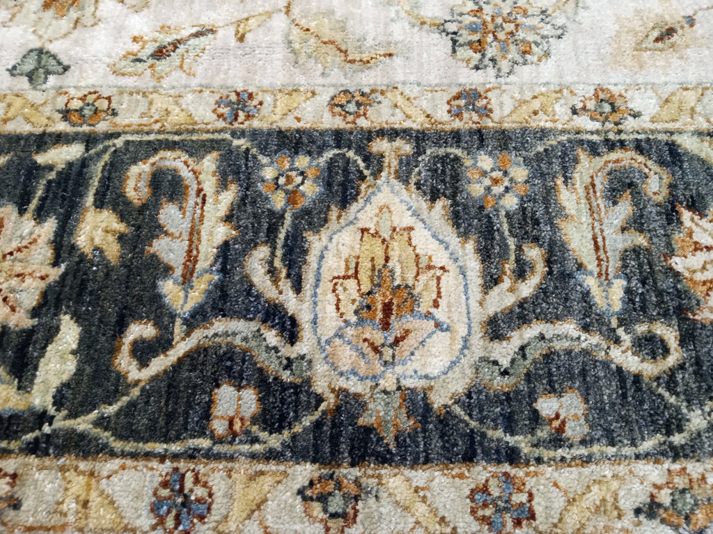 6' x 9' NEW QUALITY HANDMAD JAIPOUR RUG  IVORY BLACK #D-10