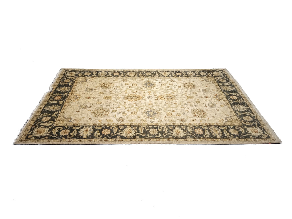 6' x 9' NEW QUALITY HANDMAD JAIPOUR RUG  IVORY BLACK #D-10