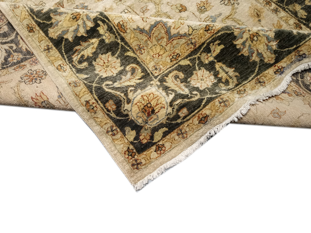 6' x 9' NEW QUALITY HANDMAD JAIPOUR RUG  IVORY BLACK #D-10