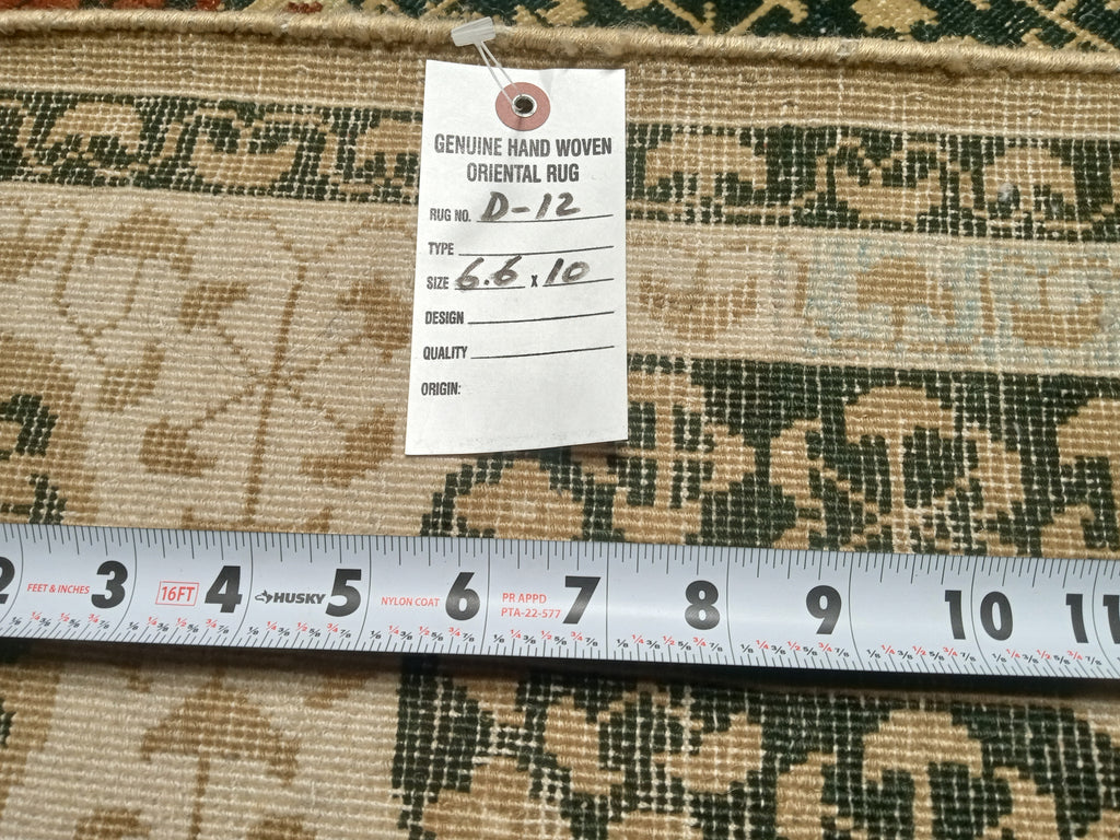 6' x 10' Geometric Jaipour Rug DENSE WOOL Burgundy, Ivory, green  #D-12