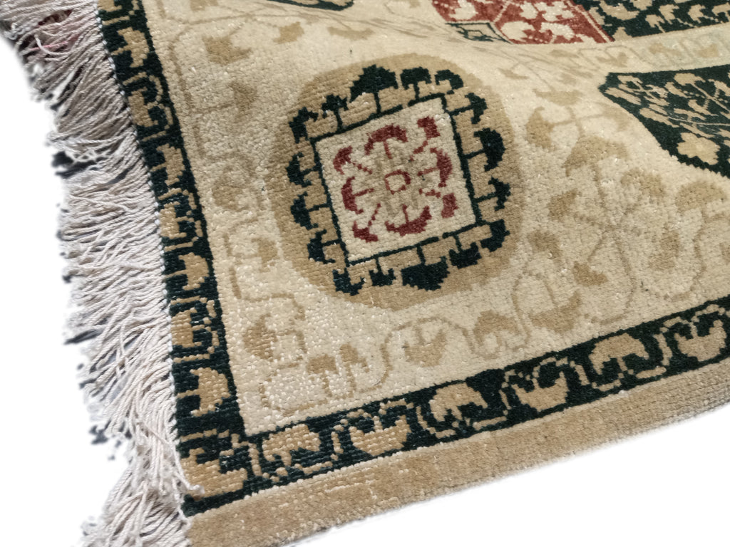 6' x 10' Geometric Jaipour Rug DENSE WOOL Burgundy, Ivory, green  #D-12