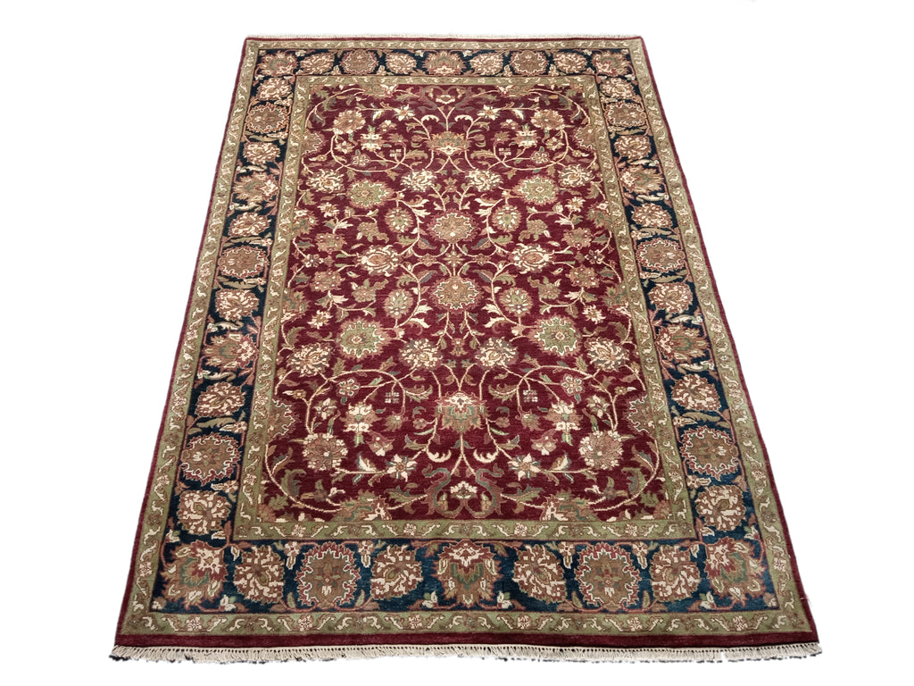 6' x 9' Burgundy Black, Quality Handmade Jaipur Rug #D-13