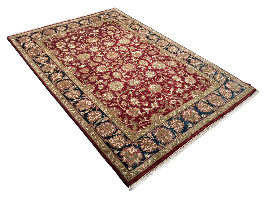6' x 9' Burgundy Black, Quality Handmade Jaipur Rug #D-13