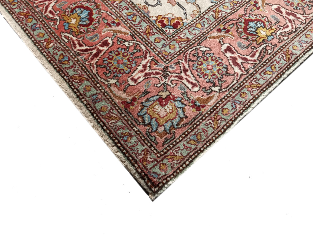 5.9 x 9 Semi-Antique Persian Tabriz Rug Ivory/Pink 22913