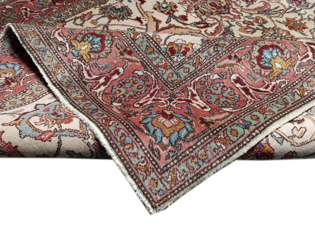 5.9 x 9 Semi-Antique Persian Tabriz Rug Ivory/Pink 22913