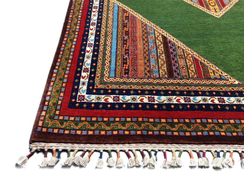 5' x 8' GREEN KASHKOOLI RUG High Quality Ghazni Natural Wool  #D-18