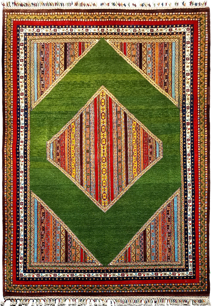 5' x 8' GREEN KASHKOOLI RUG High Quality Ghazni Natural Wool  #D-18