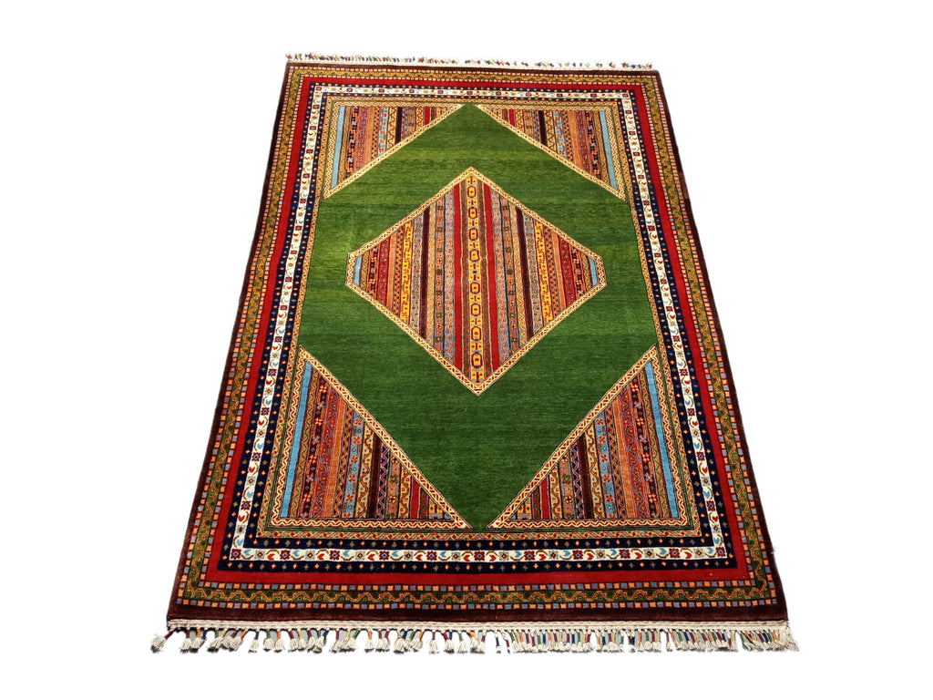 5' x 8' GREEN KASHKOOLI RUG High Quality Ghazni Natural Wool  #D-18