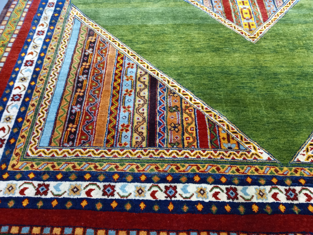 5' x 8' GREEN KASHKOOLI RUG High Quality Ghazni Natural Wool  #D-18