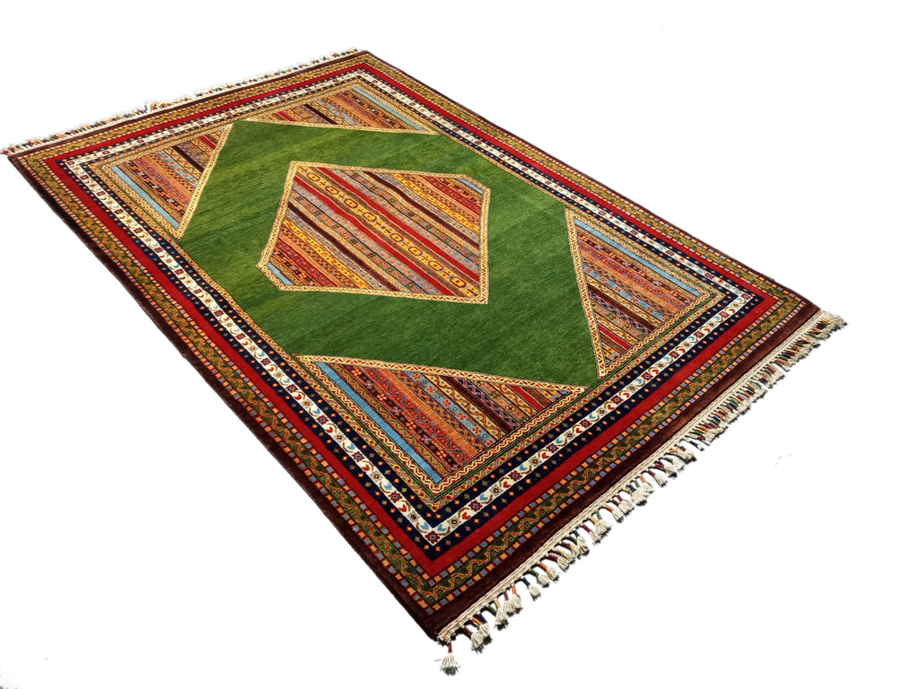 5' x 8' GREEN KASHKOOLI RUG High Quality Ghazni Natural Wool  #D-18