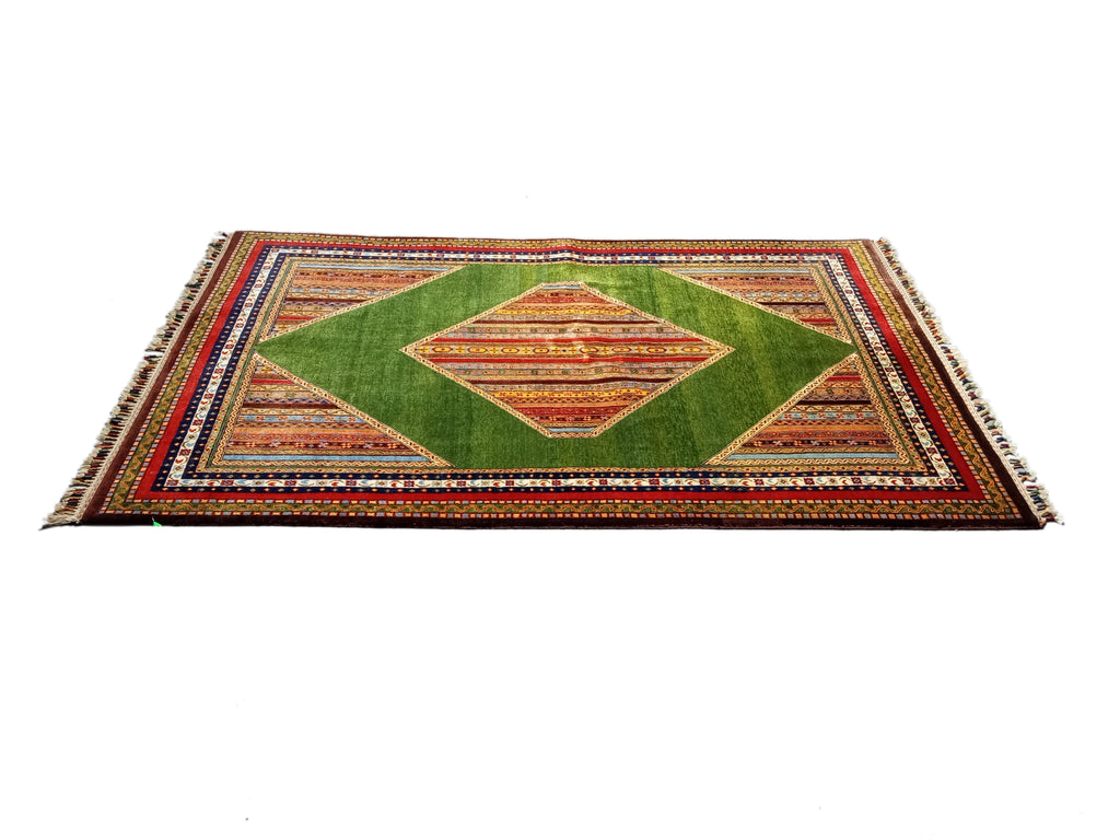 5' x 8' GREEN KASHKOOLI RUG High Quality Ghazni Natural Wool  #D-18