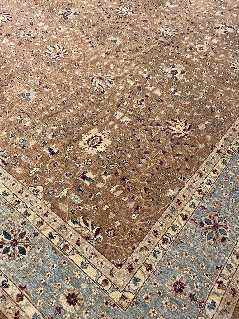 12 x 16.3 Quality Ziglar Rug Natural Ghazni Wool Sage Brown #PIX-11611