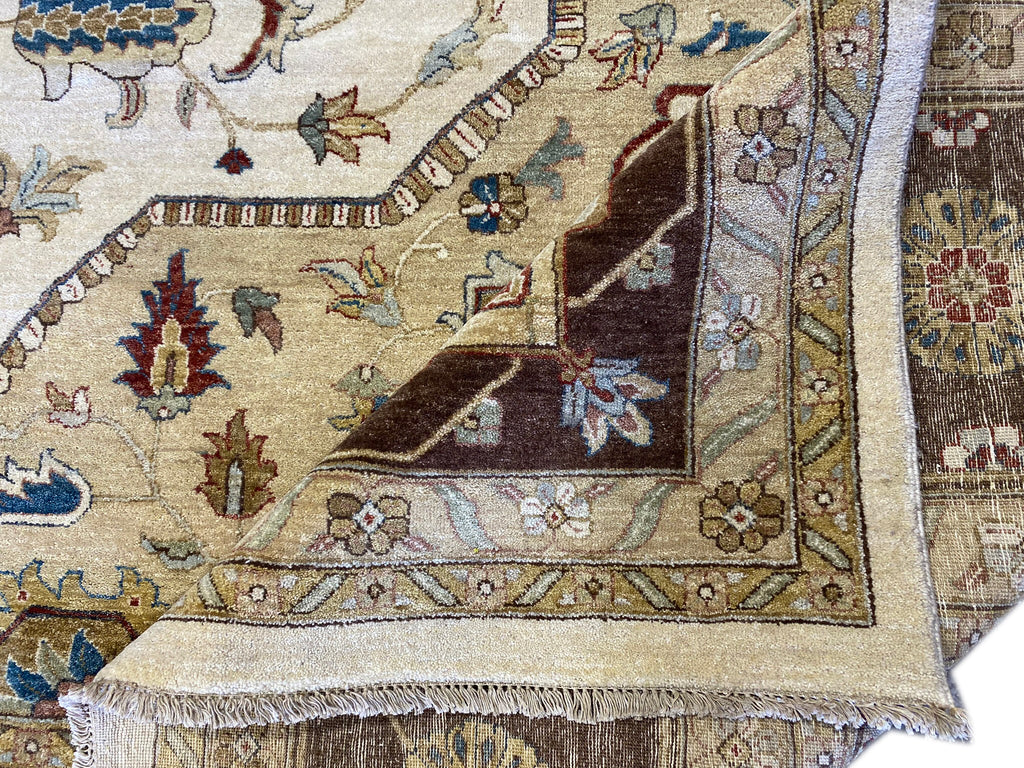 14 x 14 SQUARE Beige Vegetable Dye Chobi Rug 12415