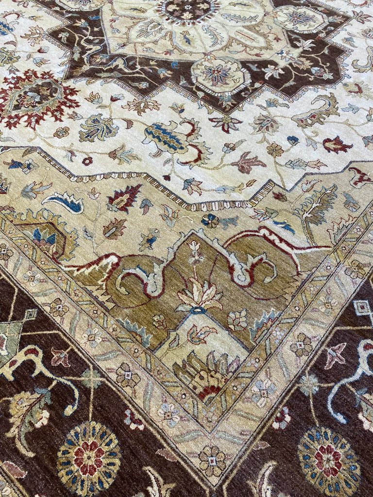 14 x 14 SQUARE Beige Vegetable Dye Chobi Rug 12415