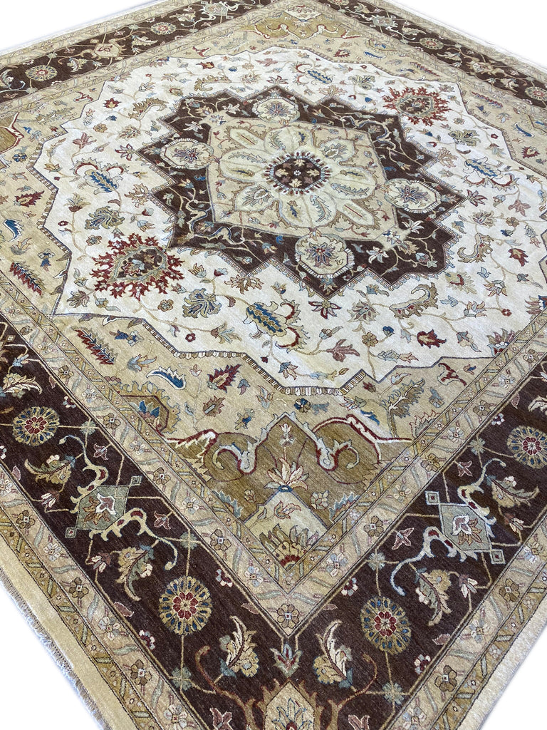 14 x 14 SQUARE Beige Vegetable Dye Chobi Rug 12415