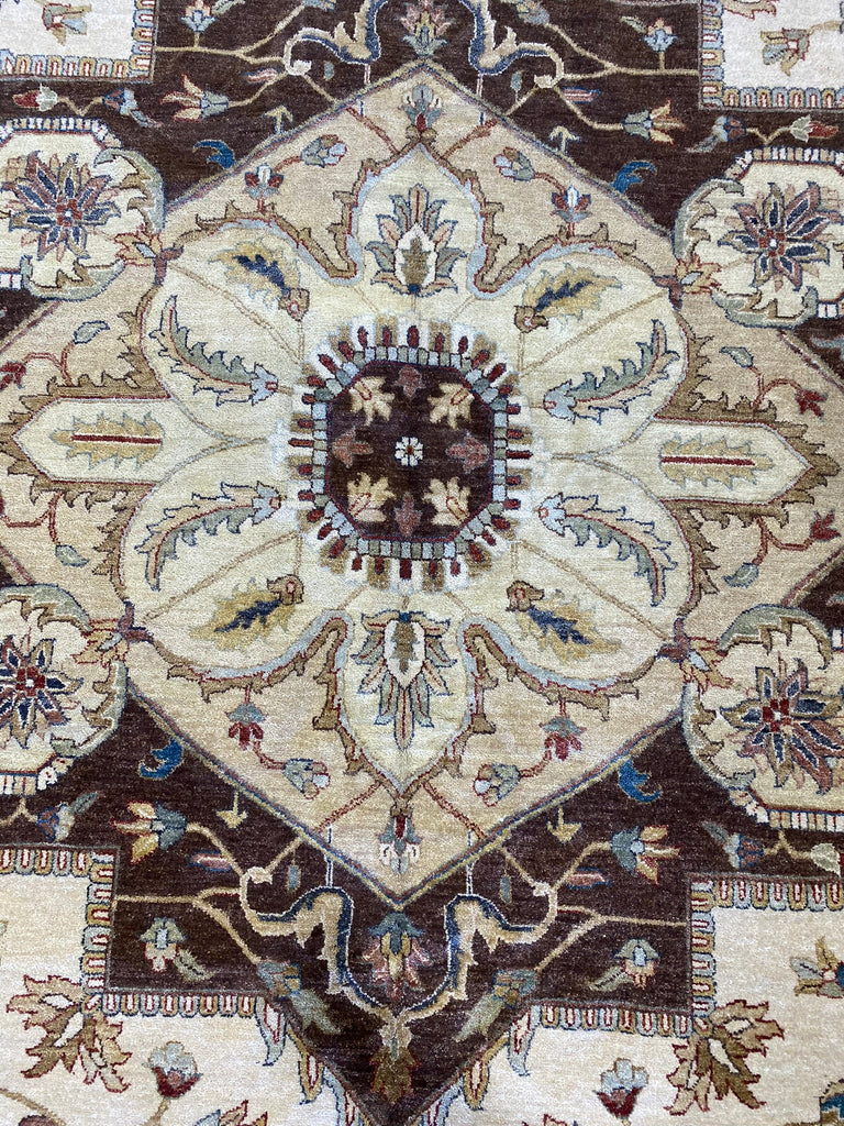 14 x 14 SQUARE Beige Vegetable Dye Chobi Rug 12415