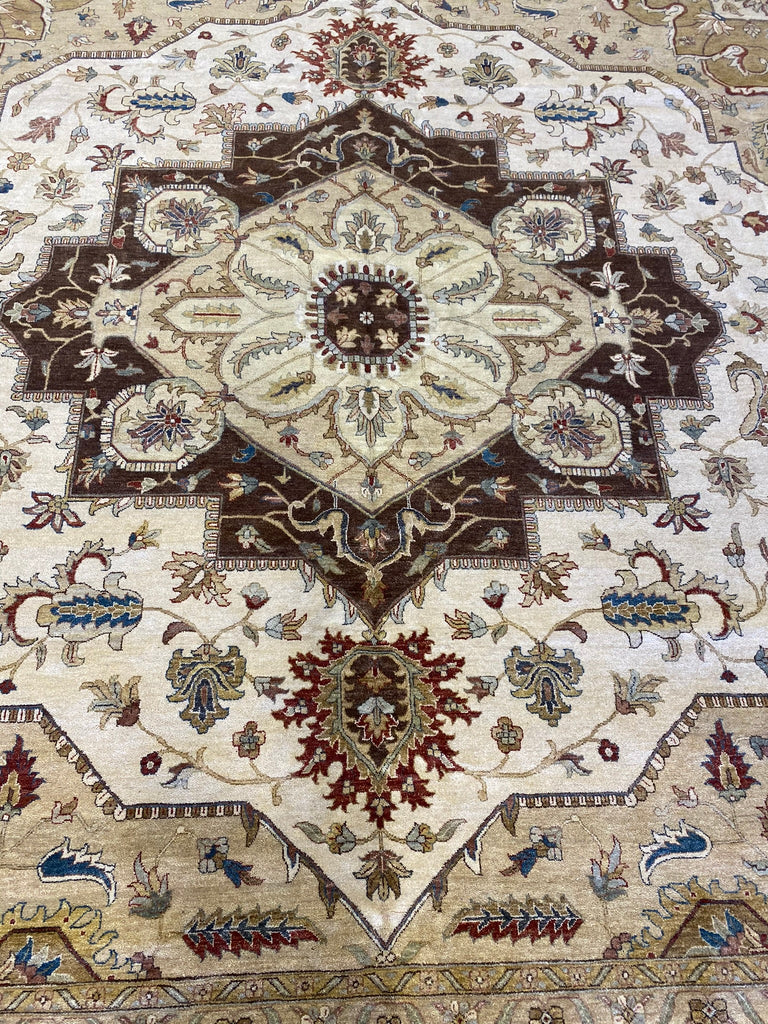 14 x 14 SQUARE Beige Vegetable Dye Chobi Rug 12415