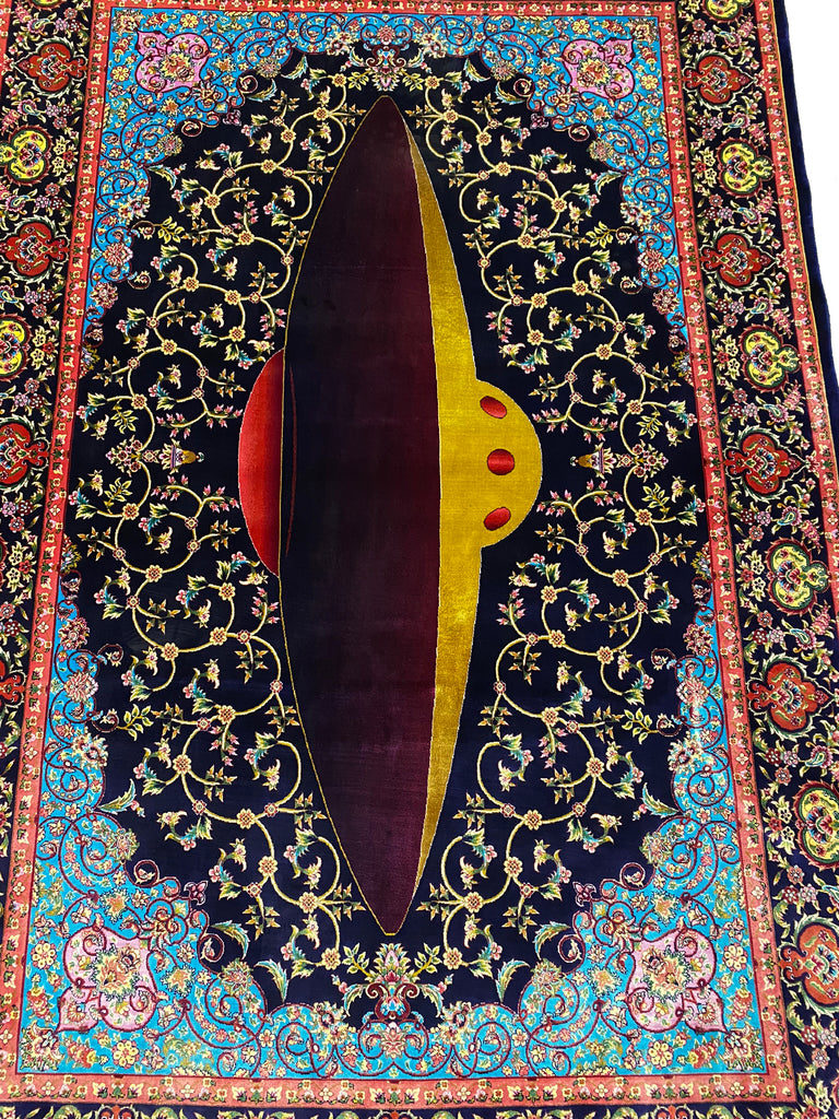4 x 6 Turkish Silk Rug Unique Pattern #F-6489