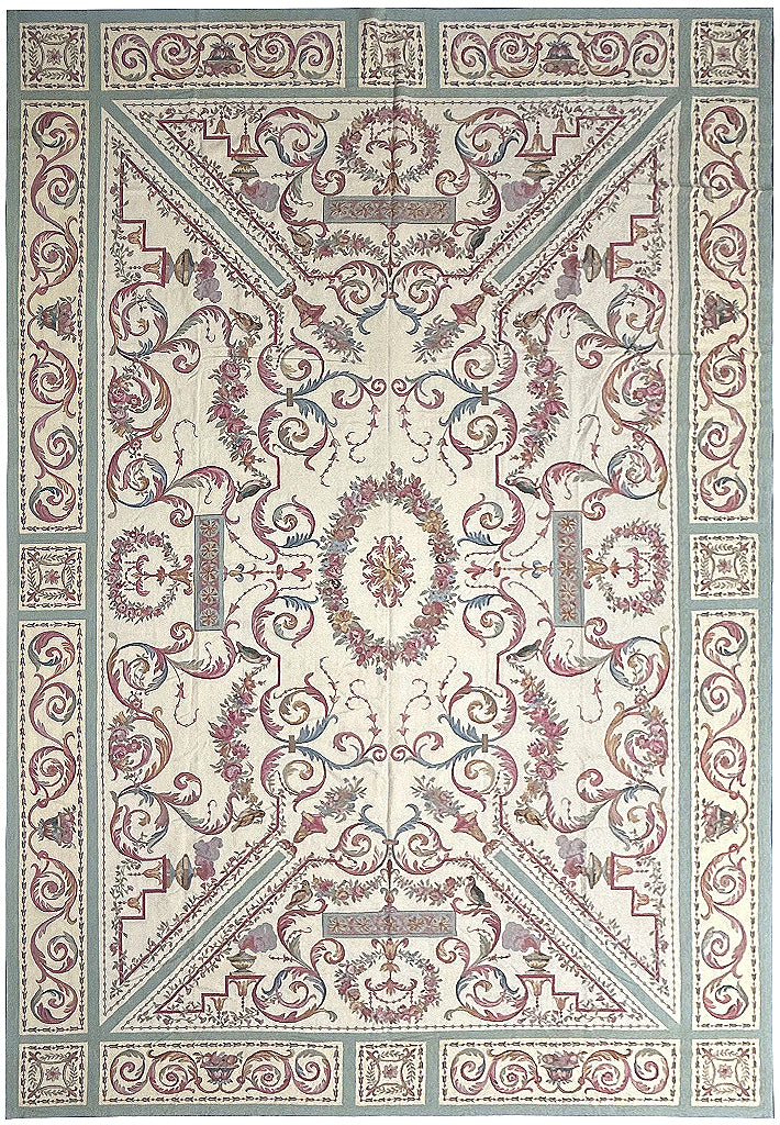 14.10 x 25.3 Large Mansion Size French Aubusson Flat weave Rug #F-6389