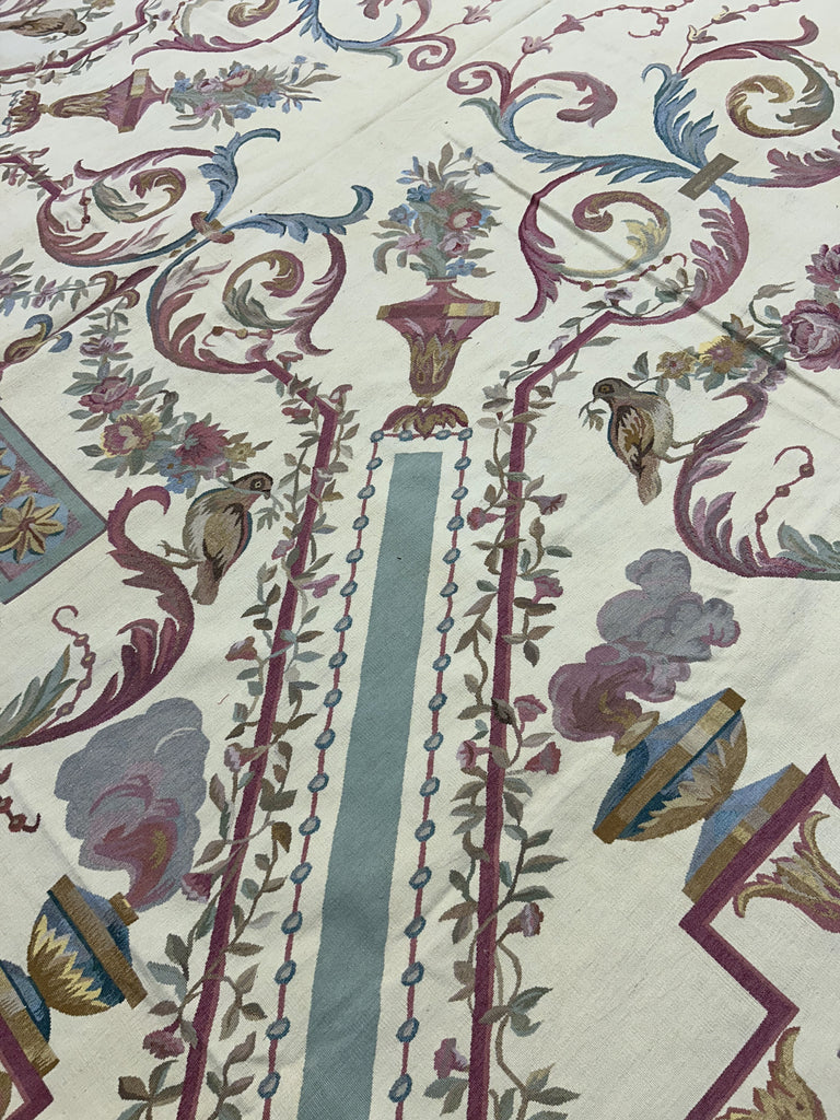 14.10 x 25.3 Large Mansion Size French Aubusson Flat weave Rug #F-6389