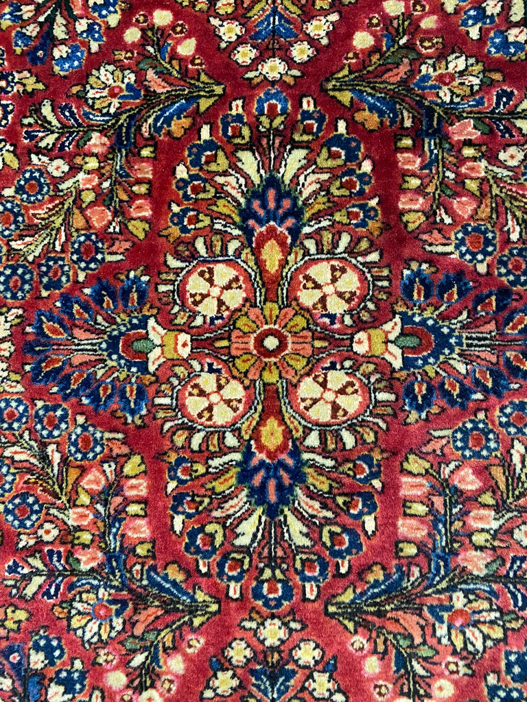 3.4 x 5 Authentic Persian Sarouk Rug 1930's #F-6495