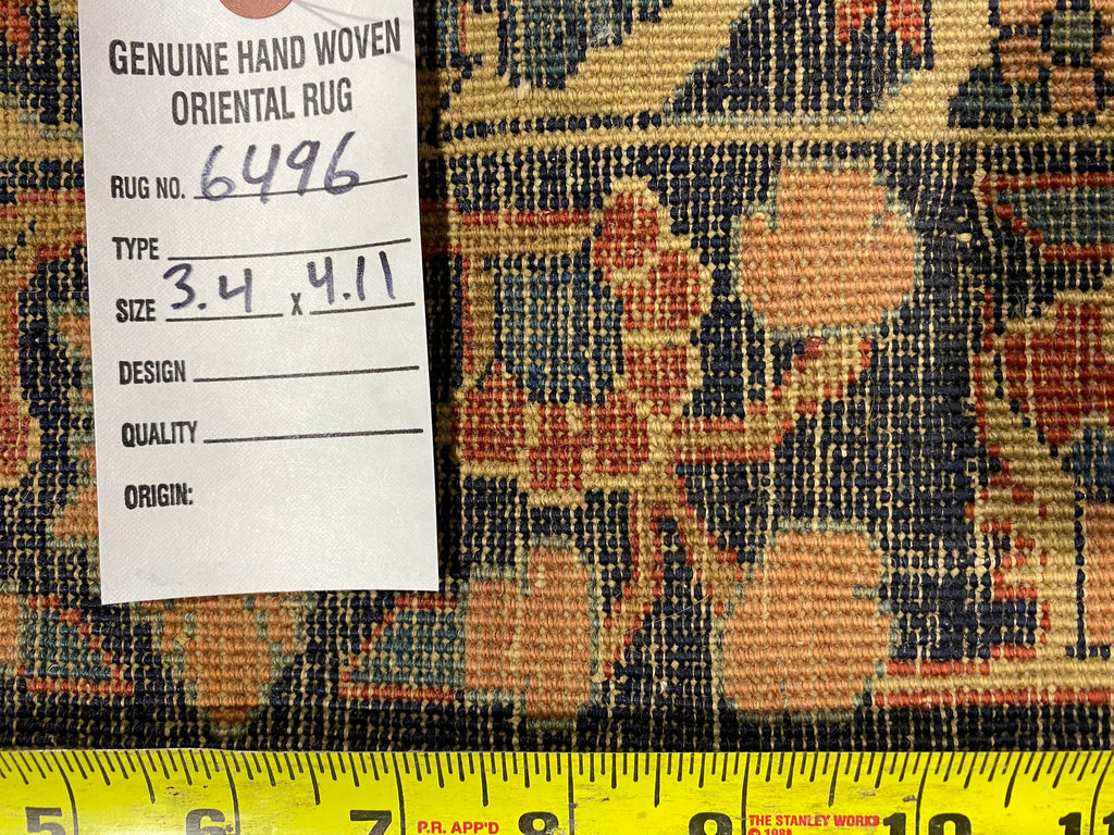 RARE 3.4 x 5.0 Authentic Persian Sarouk Mohajeran Lilihan Estate Small ANTIQUE OLD Rug 1930's #F-6496