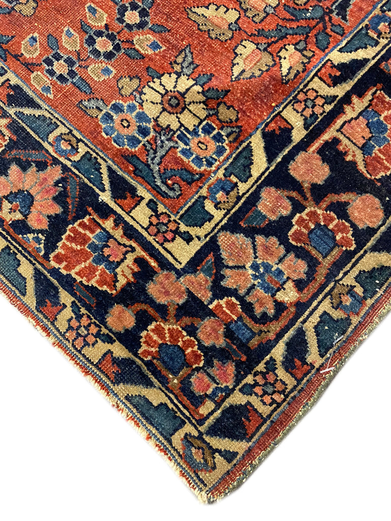 RARE 3.4 x 5.0 Authentic Persian Sarouk Mohajeran Lilihan Estate Small ANTIQUE OLD Rug 1930's #F-6496