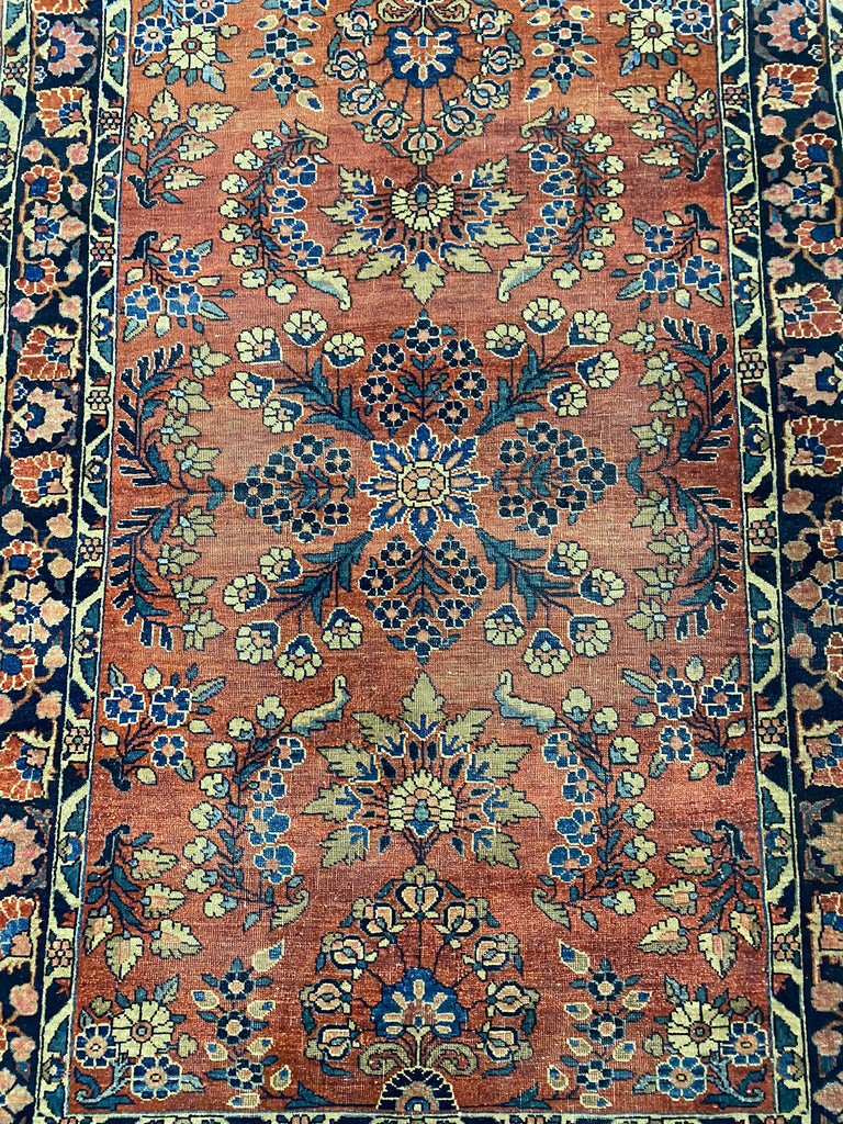 RARE 3.4 x 5.0 Authentic Persian Sarouk Mohajeran Lilihan Estate Small ANTIQUE OLD Rug 1930's #F-6496