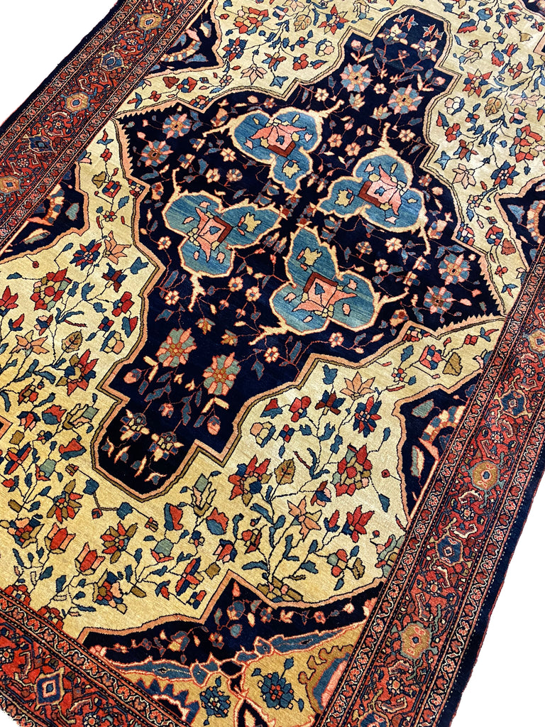 4.5 x 7.0 Authentic Antique Sarouk Ferahan Rug 1900's #F-6497