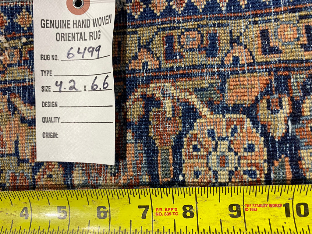 4.2 x 6.6 Authentic Persian Sarouk Rug 1930's #F-6499