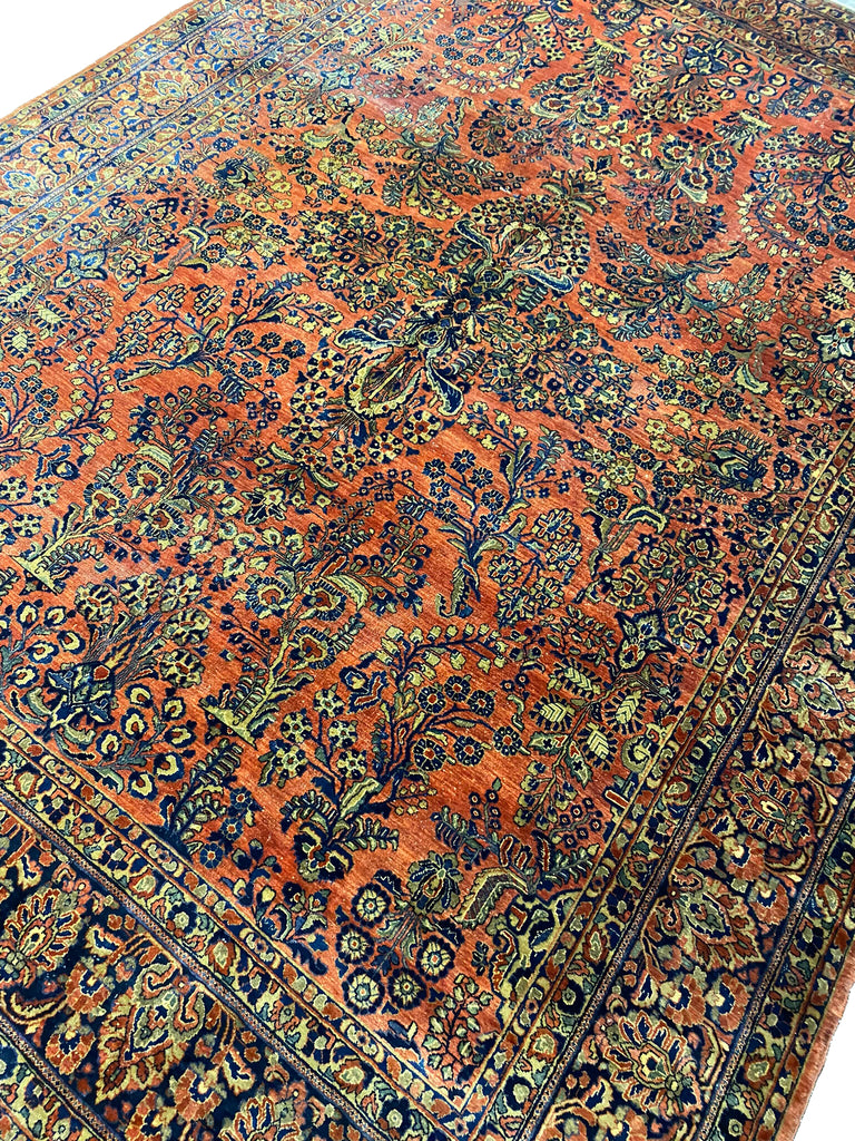 10.1 x 13.9 Authentic Antique Persian Sarouk Rug 1930's #F-6500