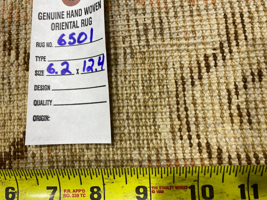 6.2 x 12.4 Authneitc Antique Oushak Runner Rug 1940's Light Sage #F-6501