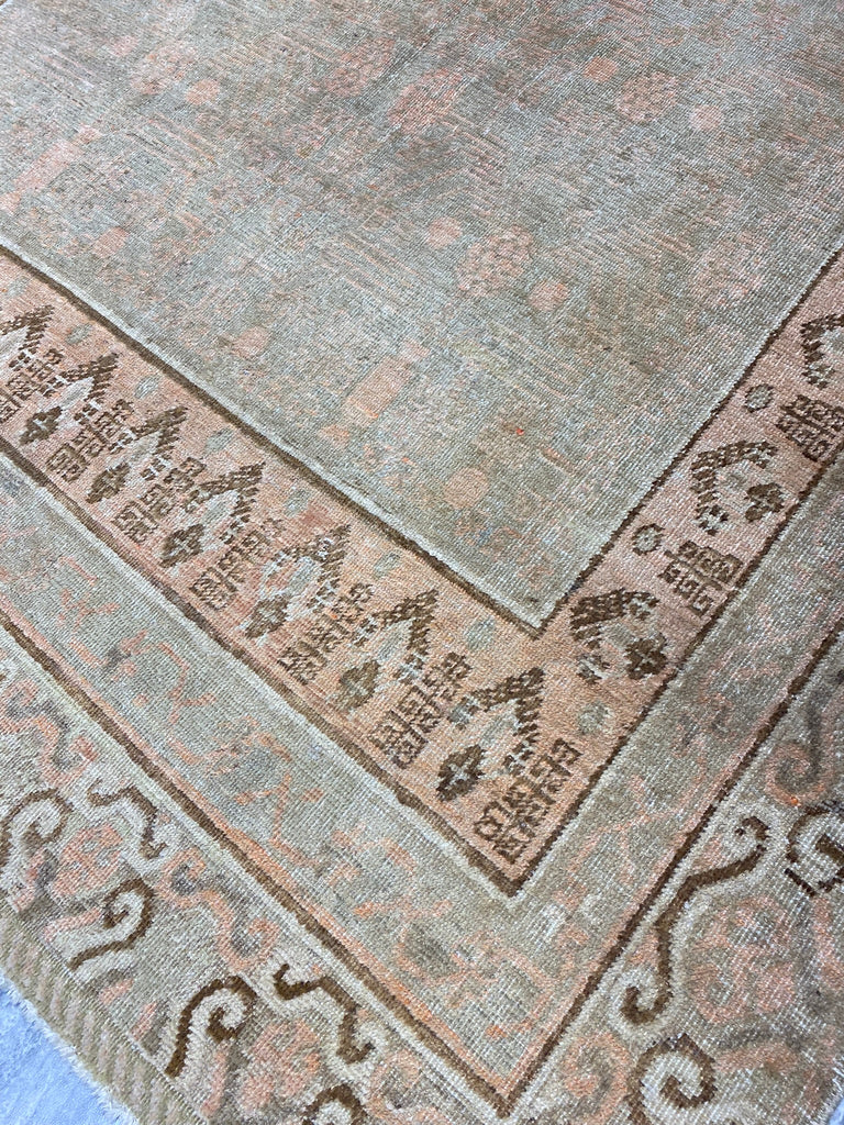 6.2 x 12.4 Authneitc Antique Oushak Runner Rug 1940's Light Sage #F-6501