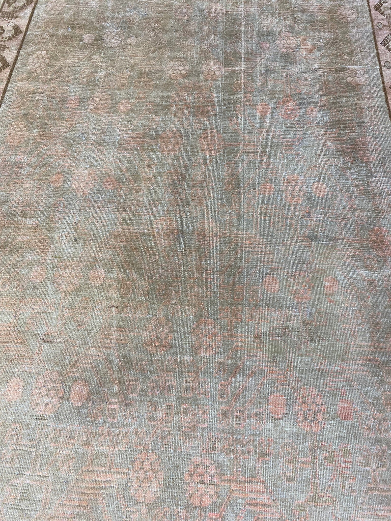 6.2 x 12.4 Authneitc Antique Oushak Runner Rug 1940's Light Sage #F-6501