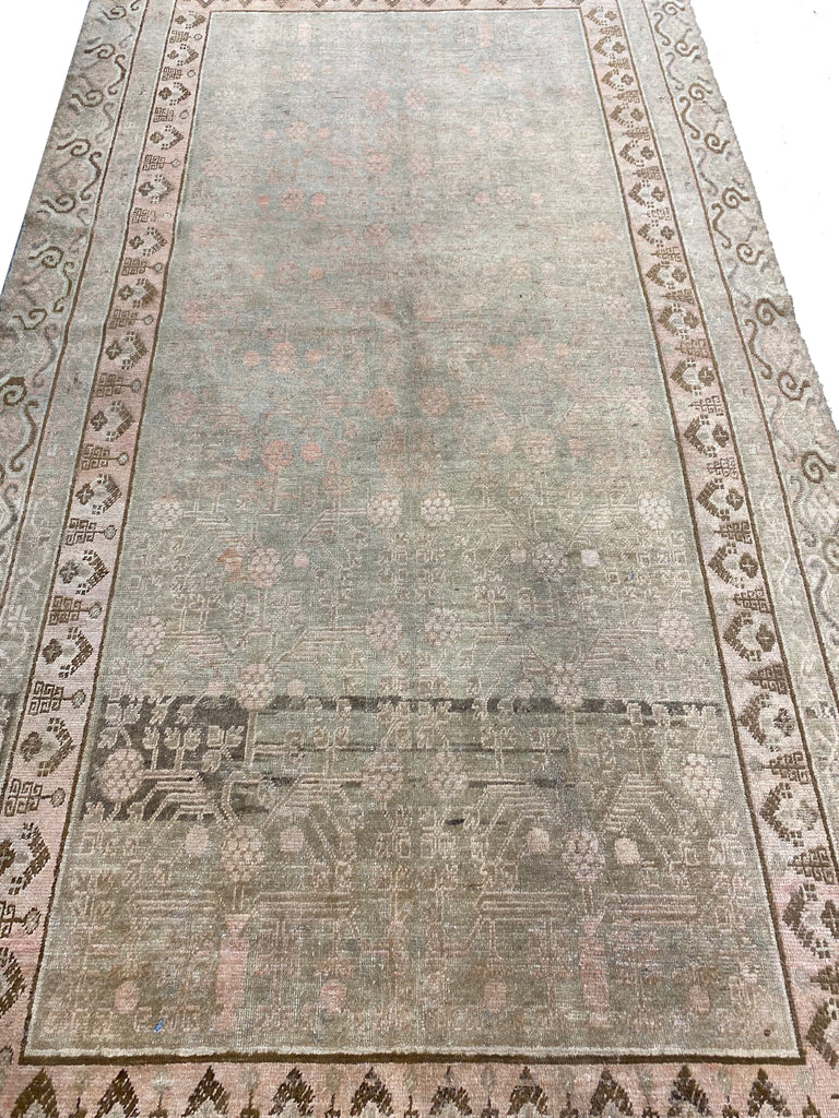 6.2 x 12.4 Authneitc Antique Oushak Runner Rug 1940's Light Sage #F-6501