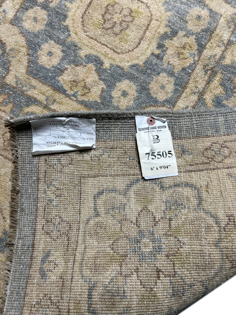 9.4 x 6 Light Blue Vegetable Dyed Ziglar Chobi Chotan Peshawar Rug 75505