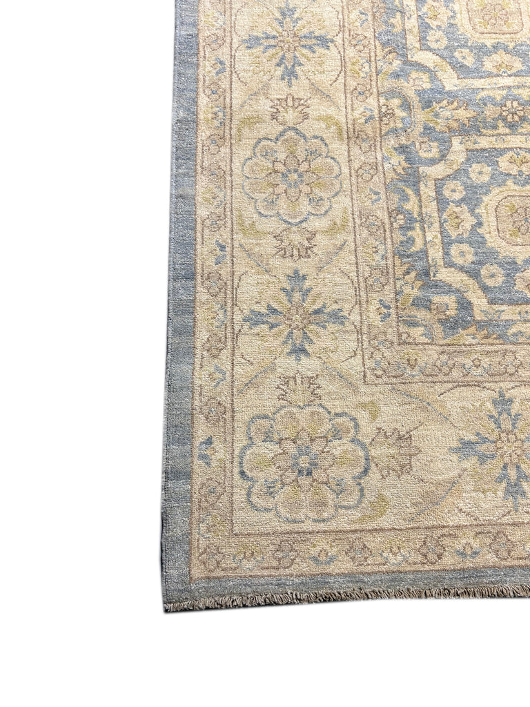 9.4 x 6 Light Blue Vegetable Dyed Ziglar Chobi Chotan Peshawar Rug 75505
