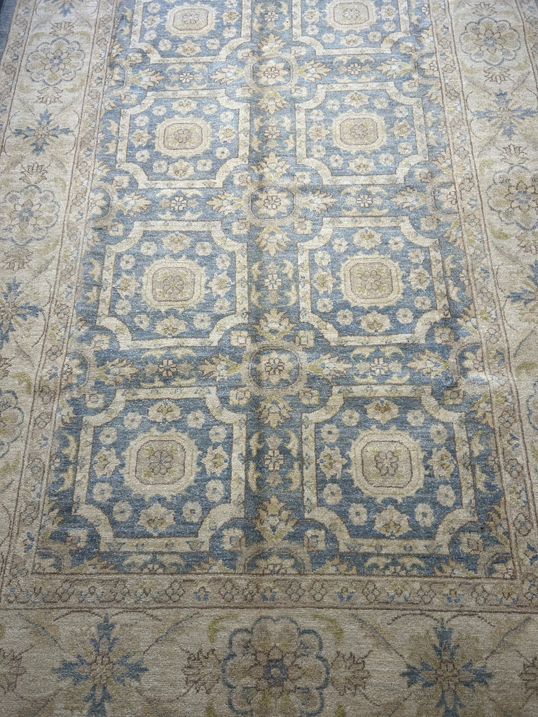 9.4 x 6 Light Blue Vegetable Dyed Ziglar Chobi Chotan Peshawar Rug 75505
