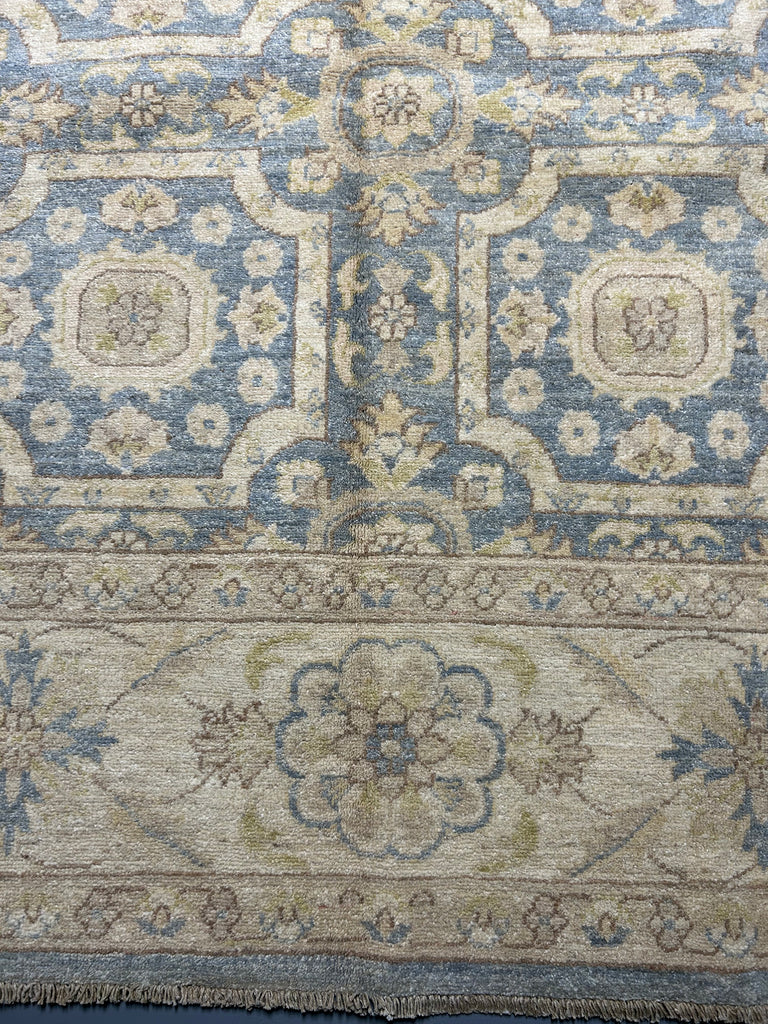 9.4 x 6 Light Blue Vegetable Dyed Ziglar Chobi Chotan Peshawar Rug 75505