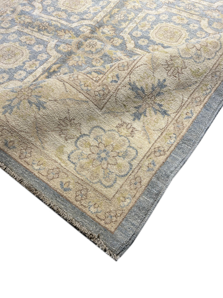 9.4 x 6 Light Blue Vegetable Dyed Ziglar Chobi Chotan Peshawar Rug 75505