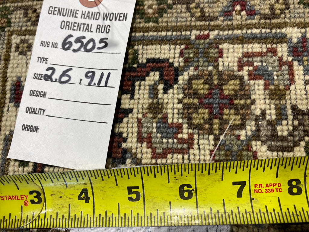 2.6 x 10.0 Wool and Silk Mahi Tabriz Finely Handmade Rug #F-6505