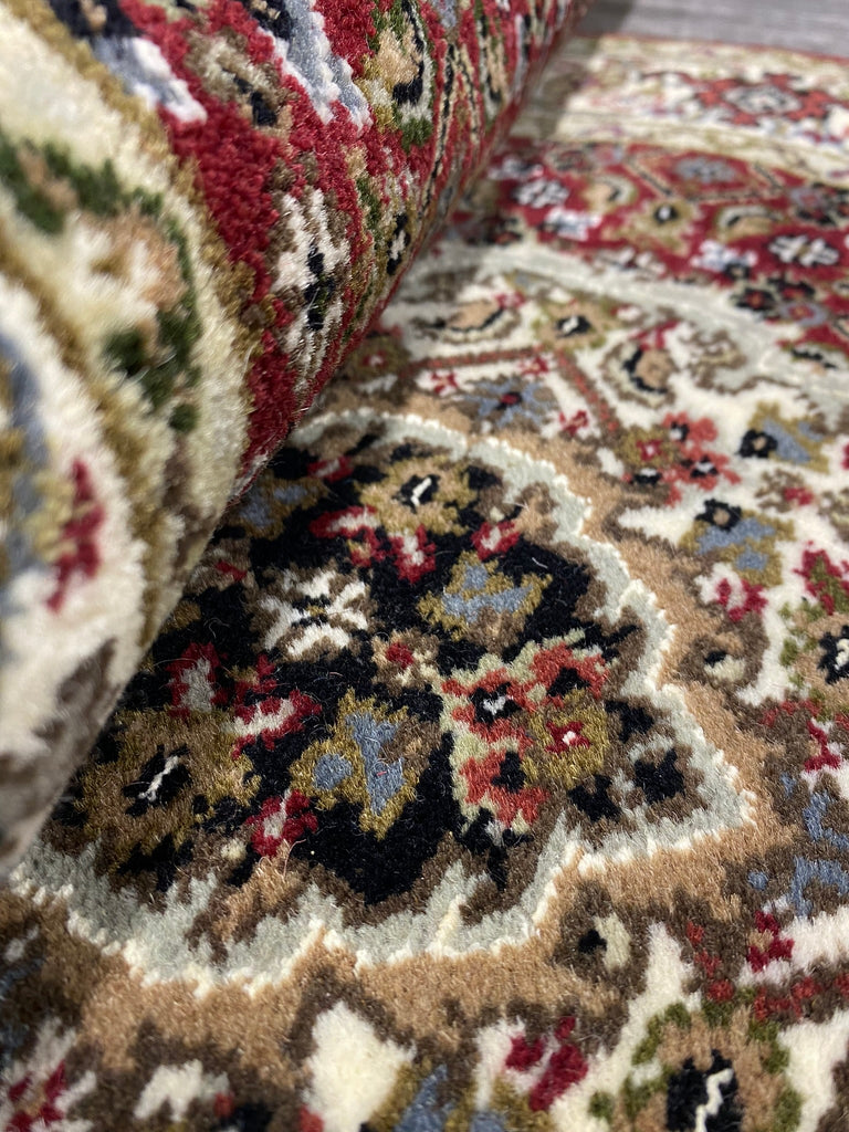 2.6 x 10.0 Wool and Silk Mahi Tabriz Finely Handmade Rug #F-6505