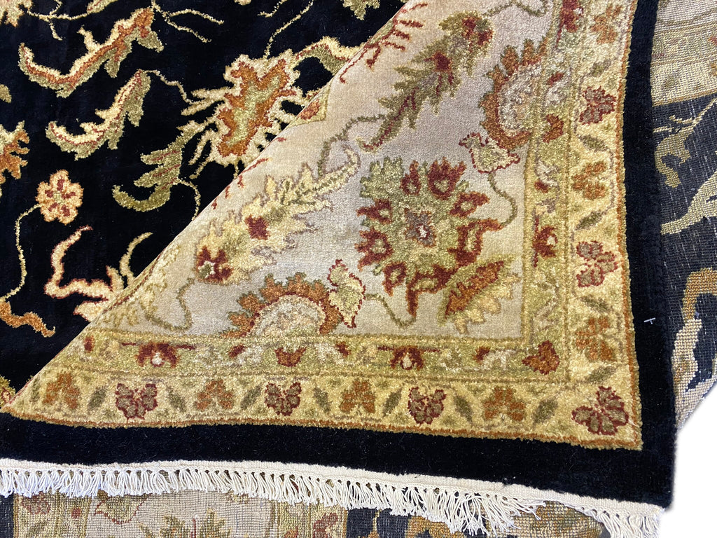 8 x 10.1 QUALITY Dense Natural Wool Handmade Rug BLACK SAGE GREEN #F-6510