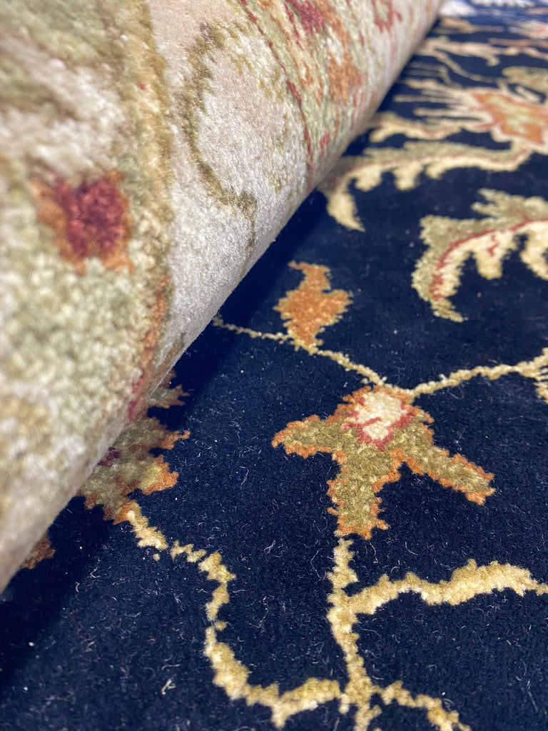 8 x 10.1 QUALITY Dense Natural Wool Handmade Rug BLACK SAGE GREEN #F-6510